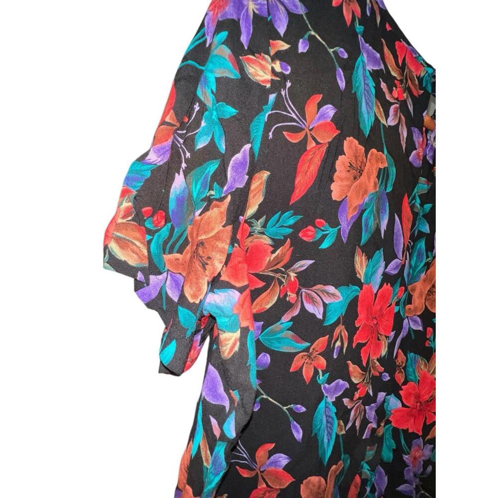 VTG 90's Sag Harbor Multi Floral Blouse Short Sleeve Top Women’s Size Large - Picture 4 of 9